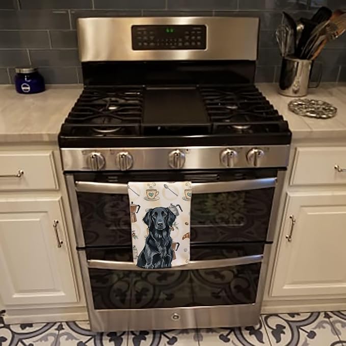 Caroline's Treasures Black Flat-Coated Retriever Coffee Bar Kitchen Towel - Image 5