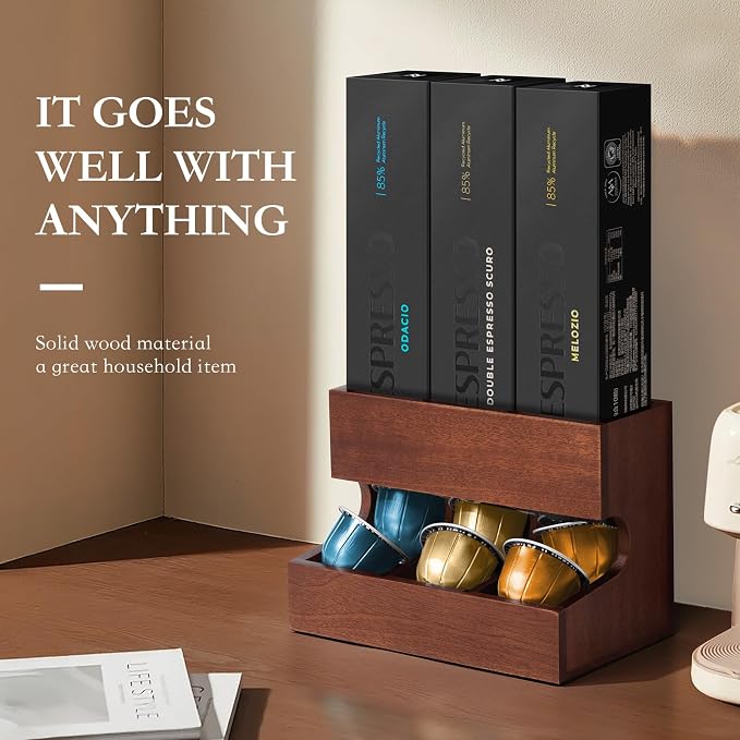 Wood Pod Dispenser Designed for Nespresso Vertuo Capsules, Freestanding - Image 3
