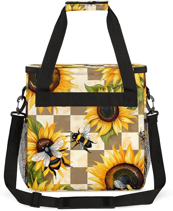 Sunflower Bee Flower Coffee Maker Carring Bag, Large Insulated Storage - Image 5
