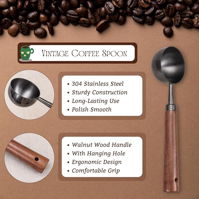 Vintage Coffee Scoop 10g/30ml Capacity Retro 304 Stainless Steel Coffee - Image 3