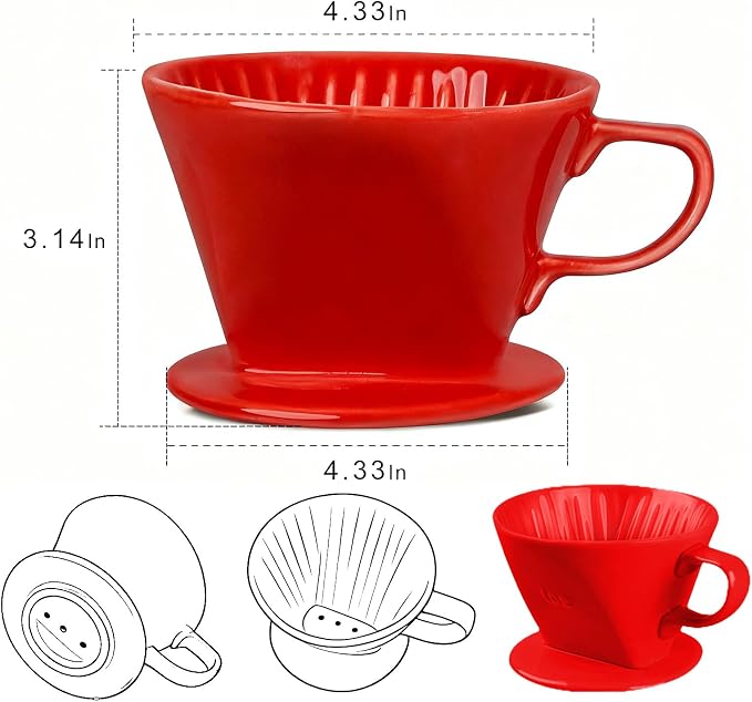 Handmade Pour Over Ceramic Coffee Dripper - Image 3