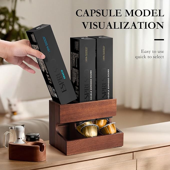 Wood Pod Dispenser Designed for Nespresso Vertuo Capsules, Freestanding - Image 4