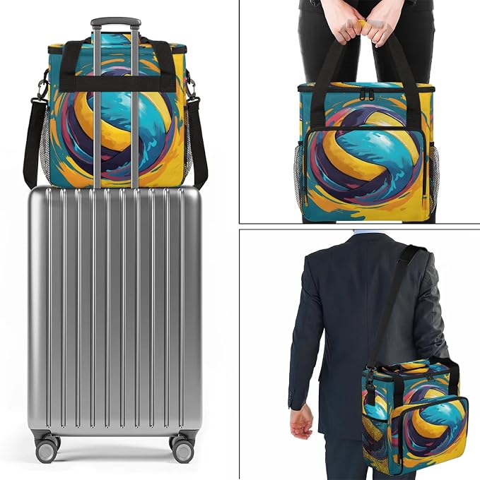 Volleyball Coffee Maker Carring Bag, Large Insulated Storage Organizer Case - Image 7