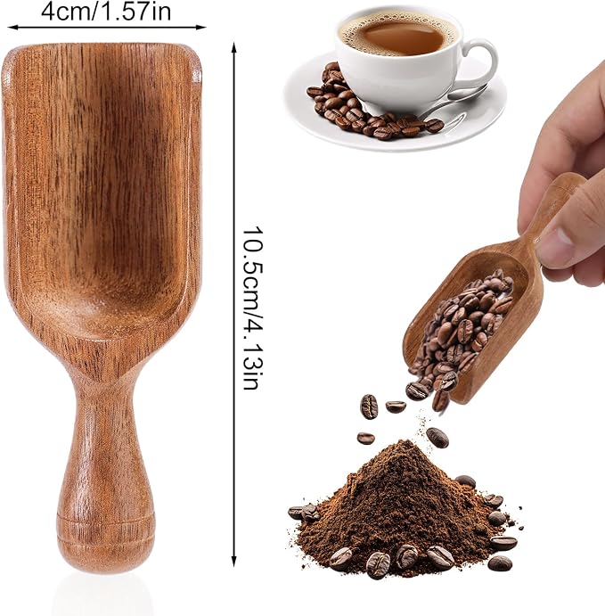 4pcs Acacia Mini Wooden Spoons, Wooden Coffee Scoops Versatile Coffee Bean - Image 2