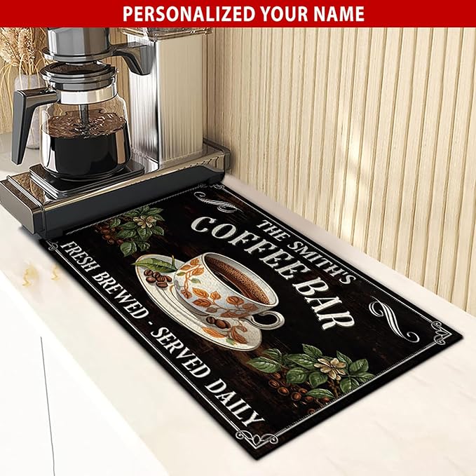 THUYPT Personalized Coffee Mat, Coffee Station Mat Quick Dry, Coffee Spill Mat - Image 3