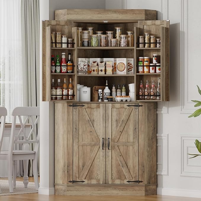 Gyfimoie Corner Cabinet, Kitchen Pantry Storage Cabinet, Freestanding Buffet by Gyfimoie