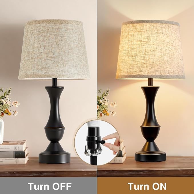Luvkczc Table Lamp Set of 2, Linen Shade Desk Lamps - Image 3