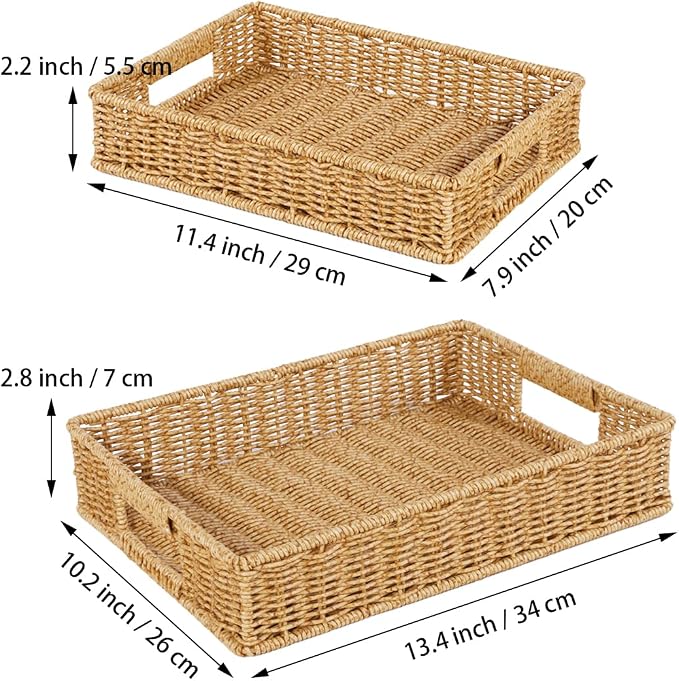 2pcs Woven Baskets Serving Trays - Image 4
