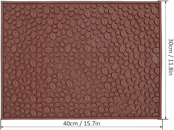 Coffee Bar Mat Slip Water Absorbing | Coffee Bean Design PVC Drip Tray - Image 2