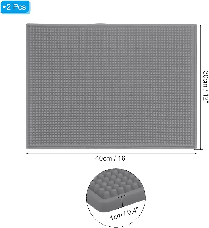 PATIKIL 16" x 12" x 0.4" PVC Bar Mats, 2 Pack Non-Slip Bar Service Cup Mat - Image 2
