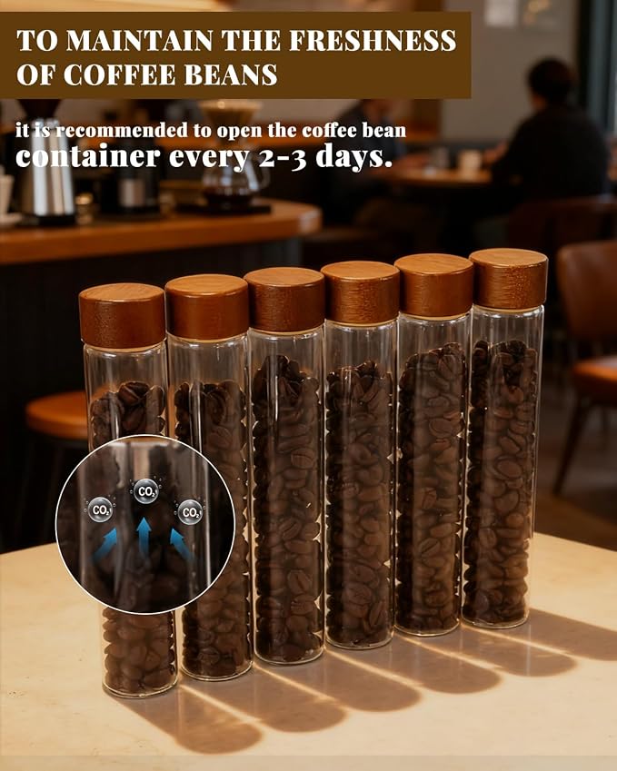Coffee Bean Storage Tubes Refill Pack – 6pcs 80ml Airtight Glass Coffee Bean - Image 3