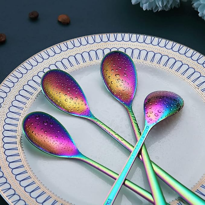 Rainbow Long Handle Spoons, Coffee Stirrers, Premium Stainless Steel Coffee & - Image 6