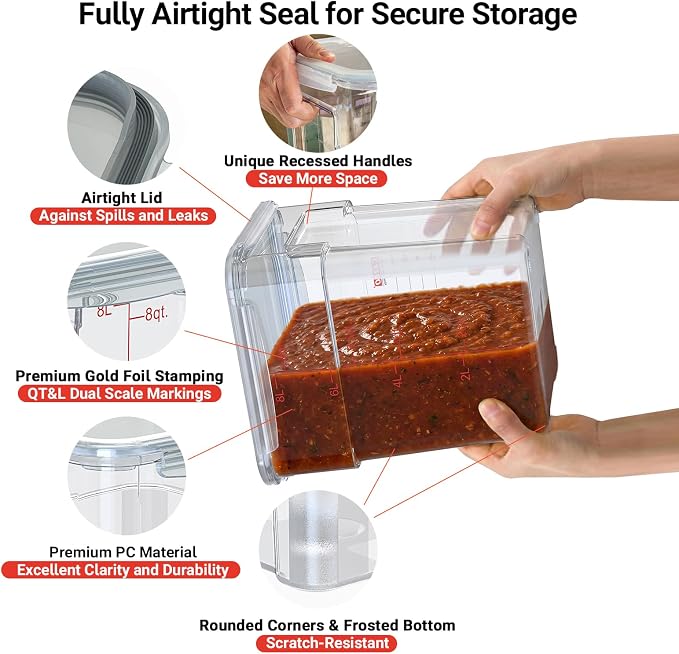 2 Pack 2 QT Commercial Airtight Food Storage Containers, Stackable Food Prep - Image 4