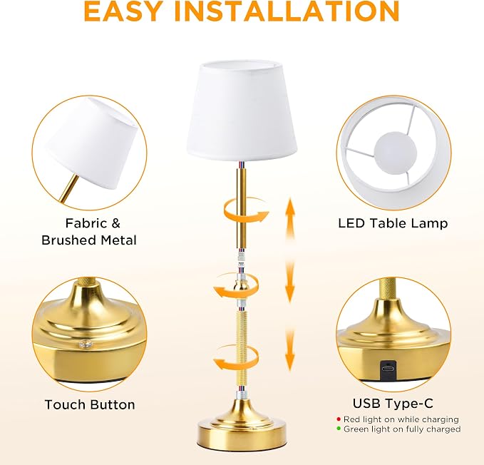 LUTEC 2 Pack Cordless Table Lamp, Battery Operated Lamp - Image 5