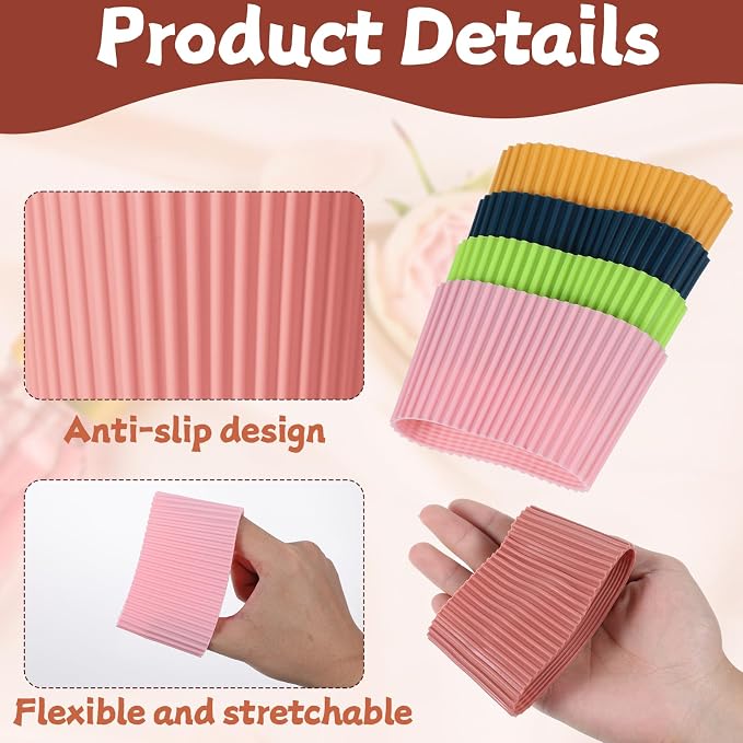 5Pcs Silicone Cup Sleeves for Hot Drinks Silicone Coffee Cup Sleeves Reusable - Image 4