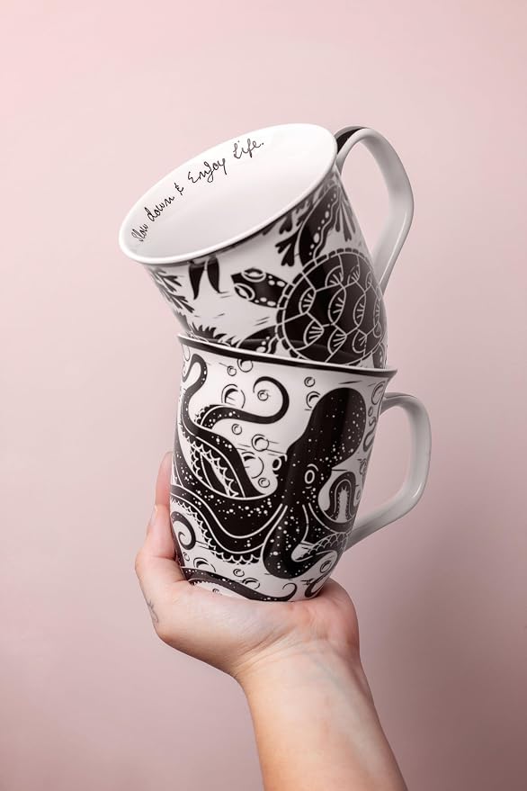 Karma Gifts 14 oz Black and White Boho Mug Western - Image 6