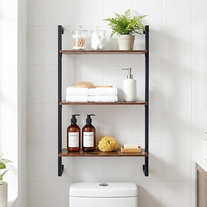 Giantex 3-Tier Wall-Mounted Bookshelf, Industrial Floating Storage Display - Image 8