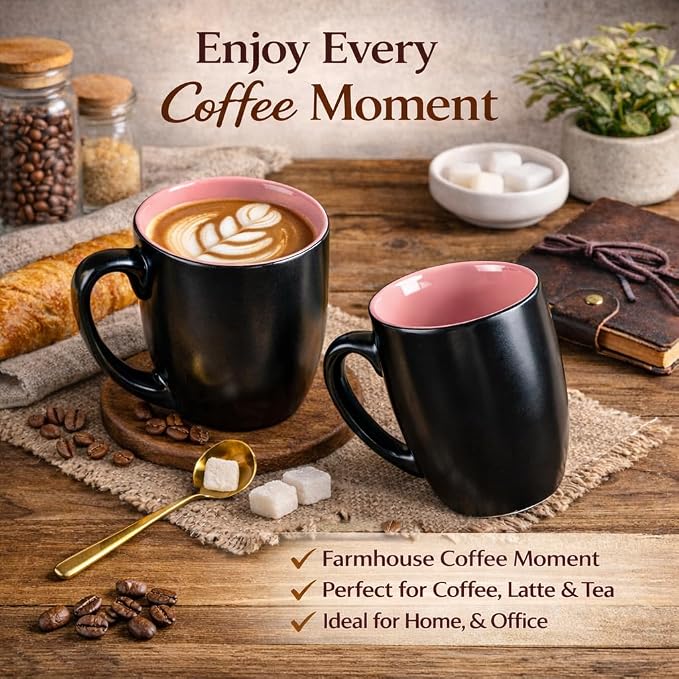 GBhome 16oz Coffee Mugs Set of 6, Large Ceramic Coffee Mugs - Image 3