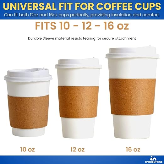 1InTheOffice Coffee Cup Sleeves, Corrugated Coffee Sleeves - Image 3