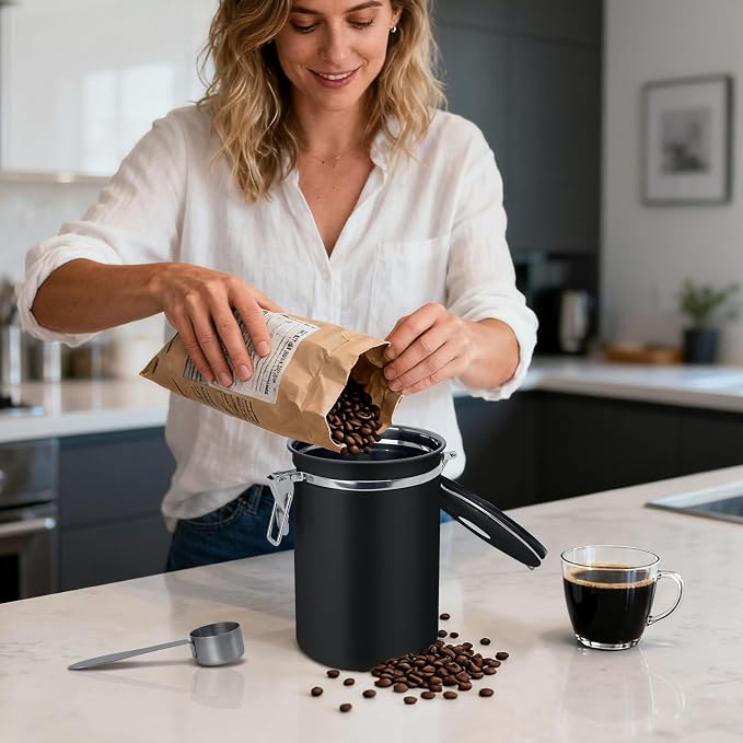 1.8L Airtight Vacuum Coffee Canister, Stainless Steel Storage Container - Image 7