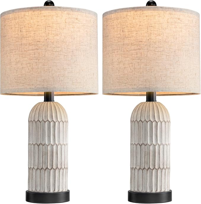 OYEARS 22.5" Bedside Table Lamps Set of 2, Farmhouse Table Lamp - Image 8