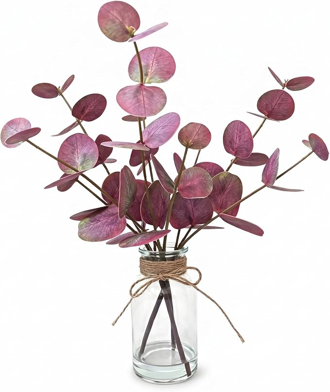 Artificial Eucalyptus Stems in Glass Vase by BMQDSM