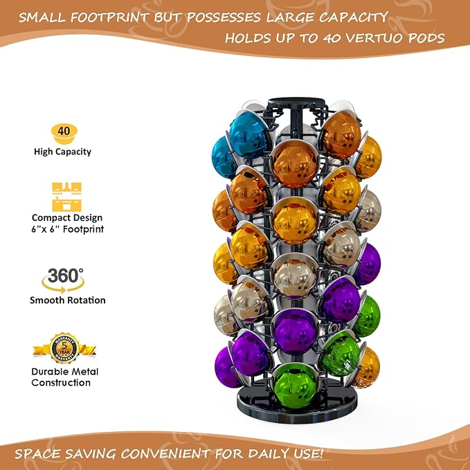 BLACKSMITH FAMILY Coffee Pods Holder Organizer, 360 Degrees Revolving Pod - Image 2