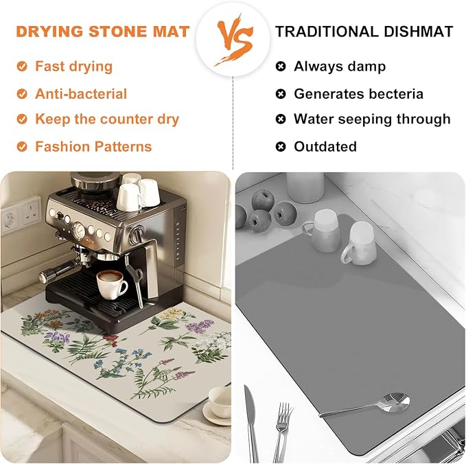 LOKHOM Dish Drying Mat for Kitchen Counter, Dish Drainer Rack Mat for Kitchen - Image 8