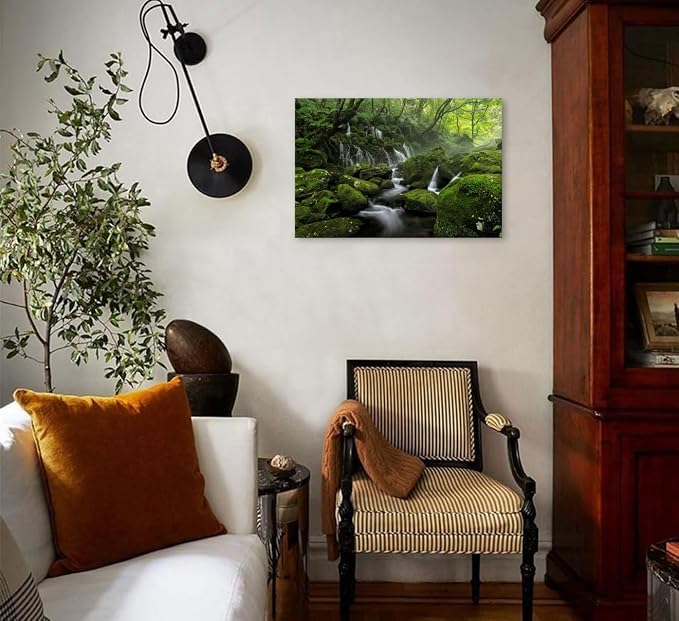 Green Forest Wall Art Nature Foggy Mountain Canvas Picture - Image 5