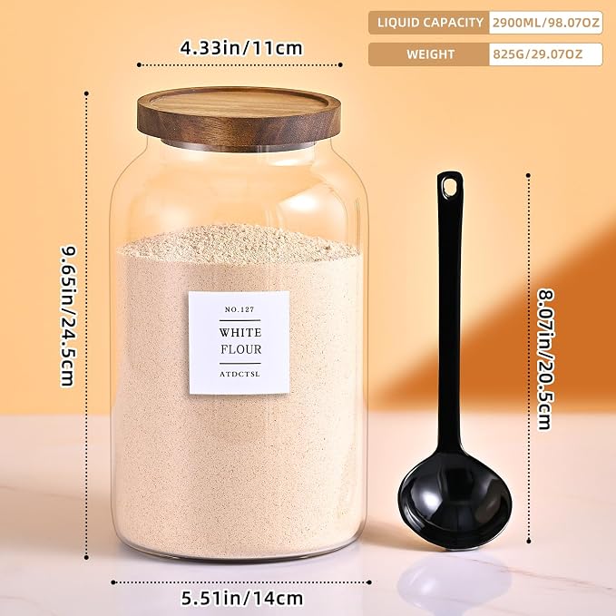 2 Pack Large Glass Storage Jars - Image 3