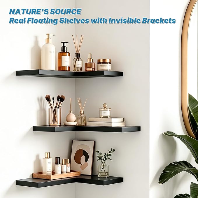 NATURE'S SOURCE Corner Floating Shelves - Image 3