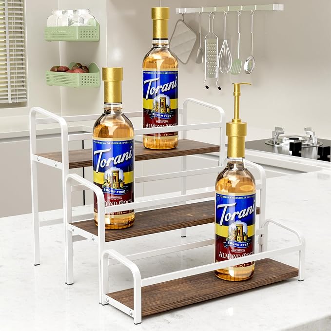 3-Tier Coffee Syrup Rack for Countertop, Large Capacity 12-Bottles Syrup Stand by TISEMENT