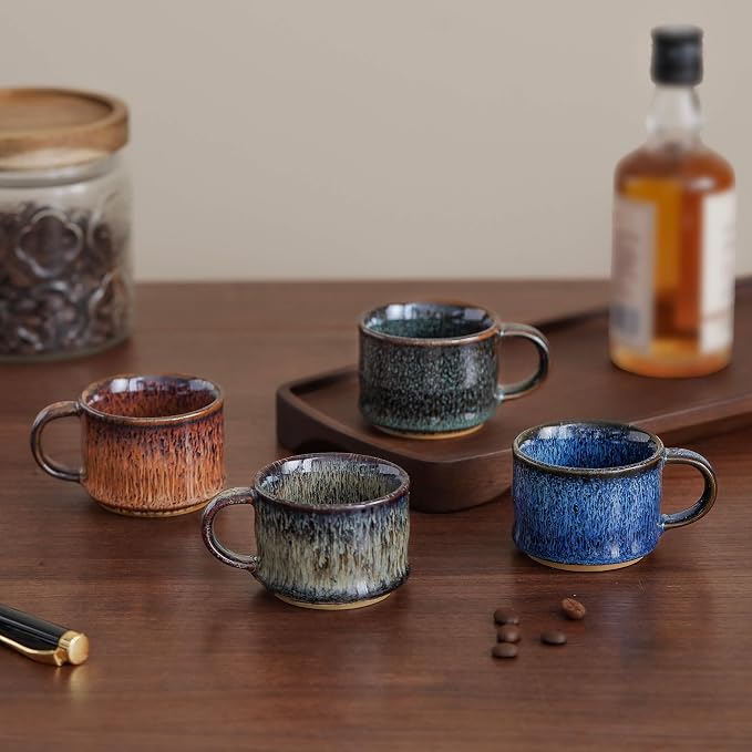 Espresso Cups Set of 2, Espresso Shot Cups, 2 ounce Ceramic Expresso Cups - Image 2