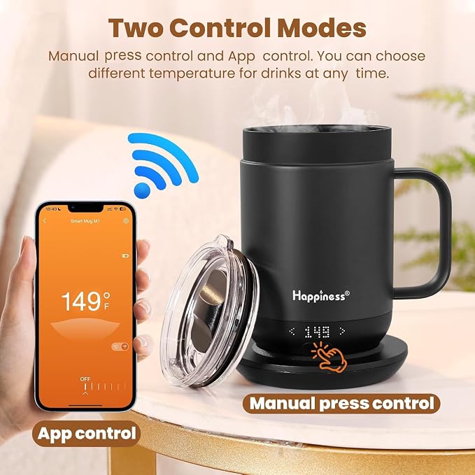 Happiness Smart Heated Coffee Mug, 16oz Rechargeable Electric Self Heating - Image 5