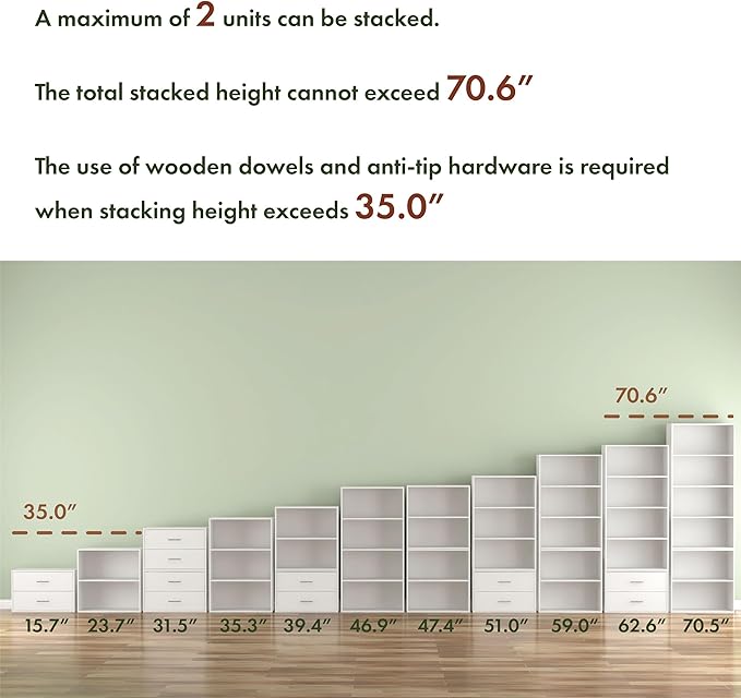 Homes: Inside + Out Apexa 4-Cube Storage Organizer Shelves, Stackable Wood - Image 3