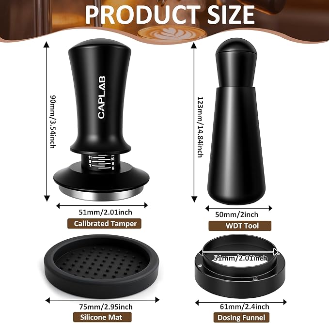 51mm Espresso Accessories Kit, Spring Loaded Calibrated Tamper, WDT Tool - Image 7