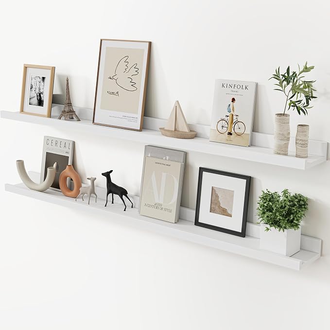 Acovy Long Floating Shelves for Wall, 48 inch Solid Wood Picture Ledge Shelf by Acovy