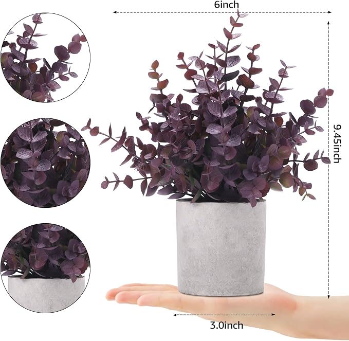 Coferset 2 Pack Small Fake Plants Eucalyptus Potted Artificial Plants Fall - Image 6