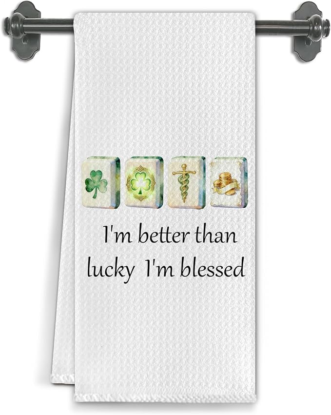 St. Patrick's Day Mahjong Gifts Kitchen Towels, Mahjong Gifts by Unknown