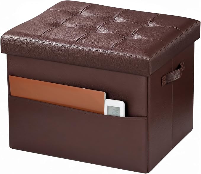 Bsketa Storage Ottoman Foot Rest Stool, Small Leather Storage Ottomans Bench by Bsketa