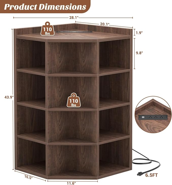 Aheaplus Corner Cabinet, 5-Tier Corner Bookshelf - Image 3