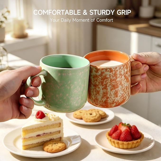 MONITO 12 OZ Coffee Mugs Set of 4, Modern Ceramic Coffee Mugs Set - Image 5