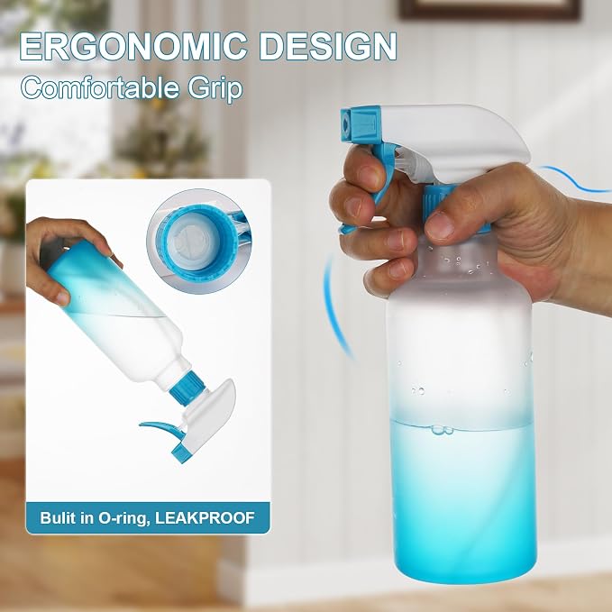 Plastic Spray Bottles 12oz 2 Pack Adjustable Mist/Stream Spraying Heavy Duty - Image 2