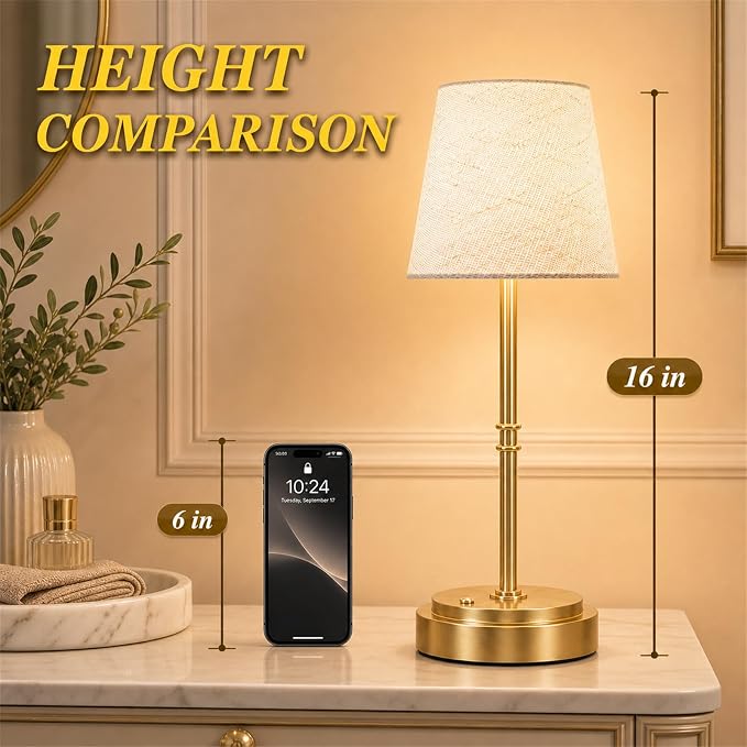 Rechargeable Cordless Table Lamp Gold - Image 6