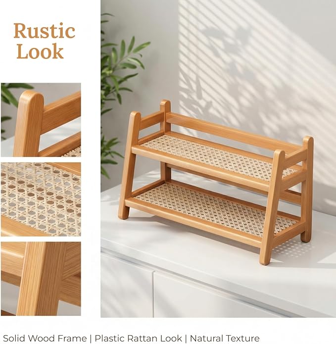 2-Tier Coffee Station Organizer, Bamboo Coffee Cup Holder - Image 6