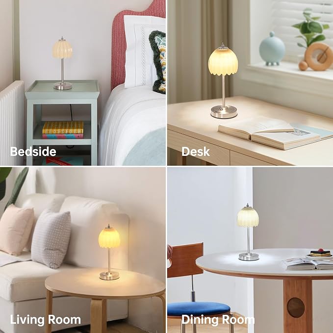 Shenmoyl Tulip Table Lamp with 5200mAh Battery & Touch Control, Cordless Small - Image 6