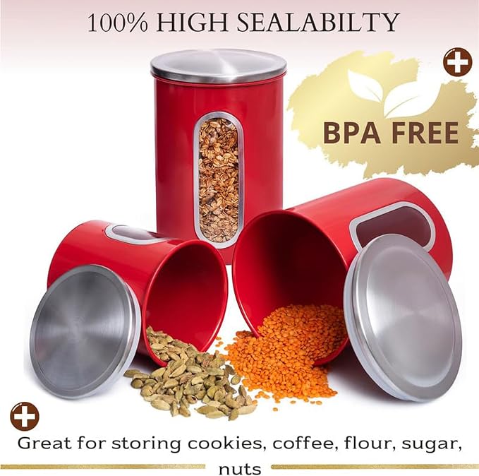 Mixpresso 3-Piece Red Canisters Sets - Image 4
