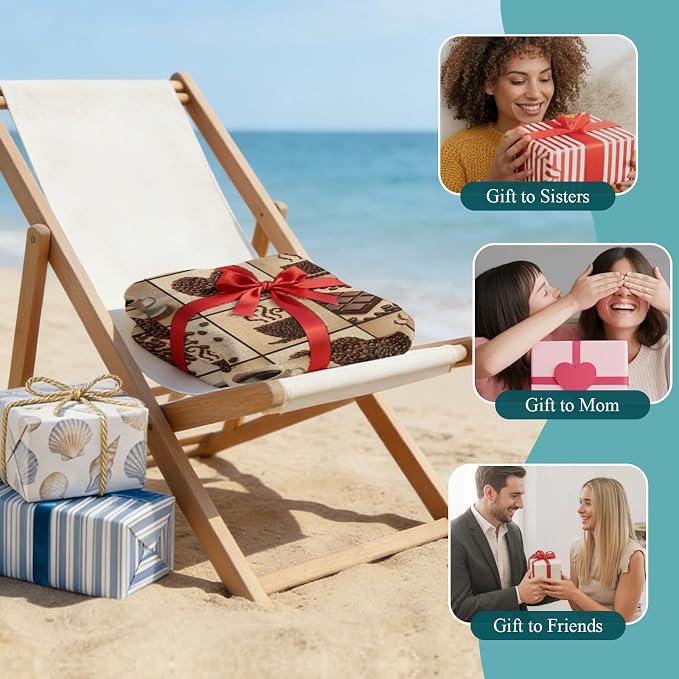 2-in-1 Beach Towel Backpack 31"x63", Heart Shape Coffee Beans Microfiber Bath - Image 9