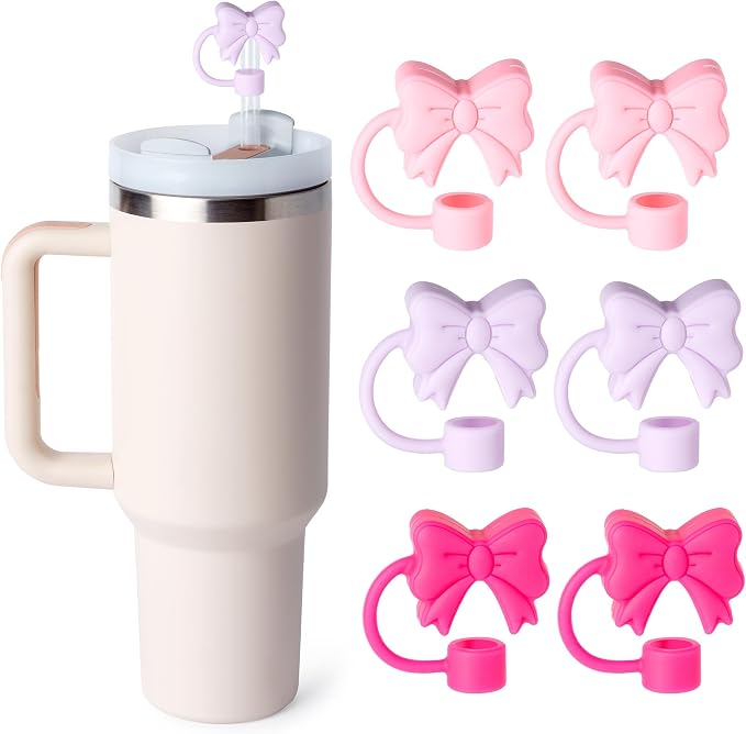 6PCS Bow Straw Toppers, Cute Straws Covers by WelcometoLinmaya