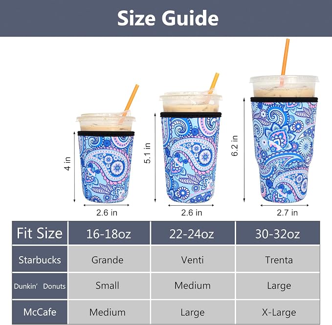 3 Pack Reusable Iced Coffee Sleeves - Image 2